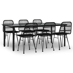 Set da Pranzo da Giardino 7 pz Nero in Polyrattan 3157899
