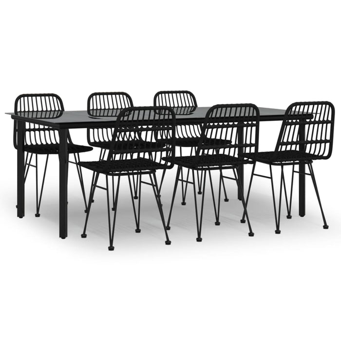 Set da Pranzo da Giardino 7 pz Nero in Polyrattan 3157899