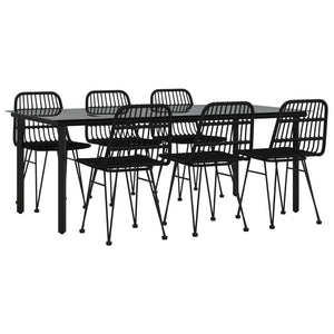 Set da Pranzo da Giardino 7 pz Nero in Polyrattan 3157899