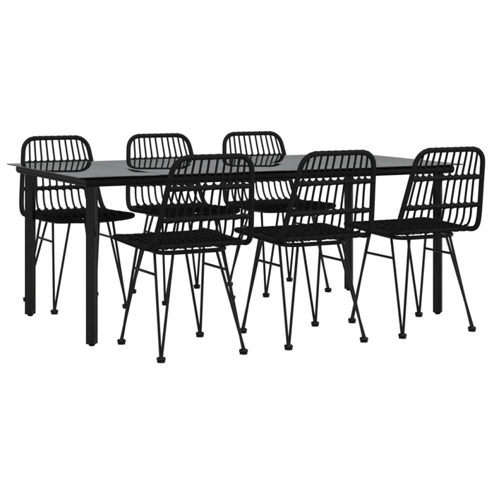 Set da Pranzo da Giardino 7 pz Nero in Polyrattan 3157899