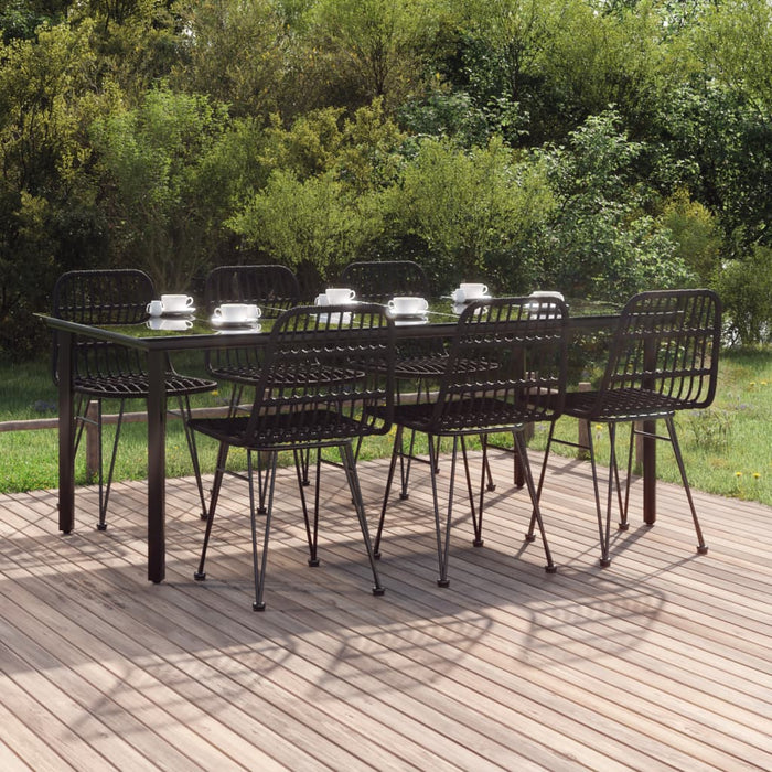 Set da Pranzo da Giardino 7 pz Nero in Polyrattan 3157899