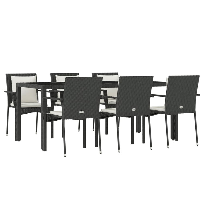 Set da Pranzo da Giardino 7 pz Nero con Cuscini in Polyrattancod mxl 124367
