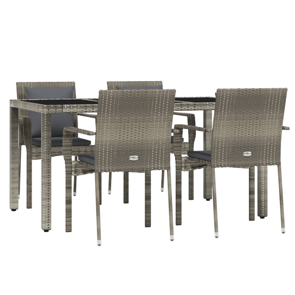 Set da Pranzo da Giardino 5 pz con Cuscini in Polyrattan Grigio 3157959