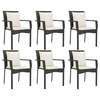 Set da Pranzo da Giardino 7 pz Nero con Cuscini in Polyrattan 3157966