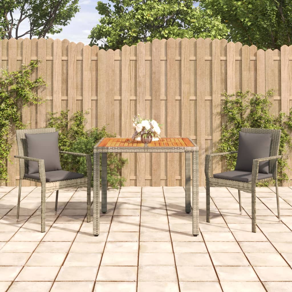Set da Pranzo da Giardino 3 pz con Cuscini in Polyrattan Grigiocod mxl 100419