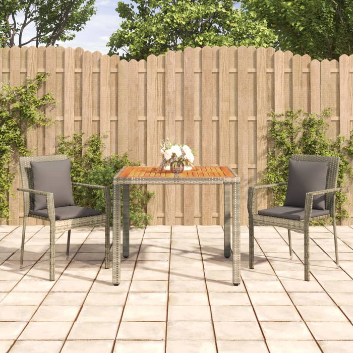 Set da Pranzo da Giardino 3 pz con Cuscini in Polyrattan Grigiocod mxl 100419