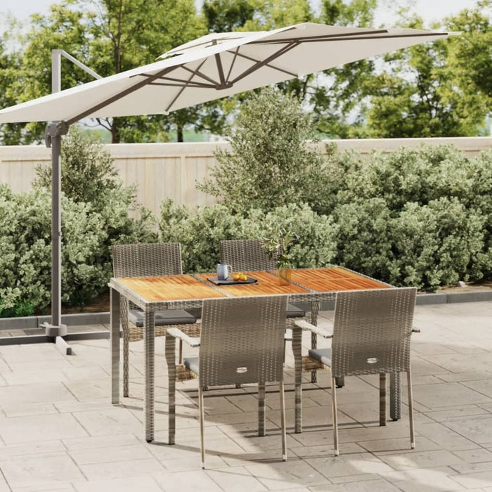 Set da Pranzo da Giardino 5 pz con Cuscini in Polyrattan Grigio 3184995