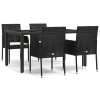 Set da Pranzo da Giardino 5 pz Nero con Cuscini in Polyrattancod mxl 76446