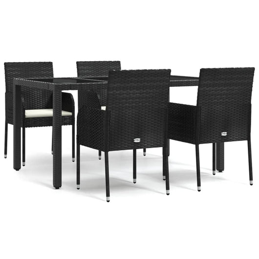 Set da Pranzo da Giardino 5 pz Nero con Cuscini in Polyrattancod mxl 76446
