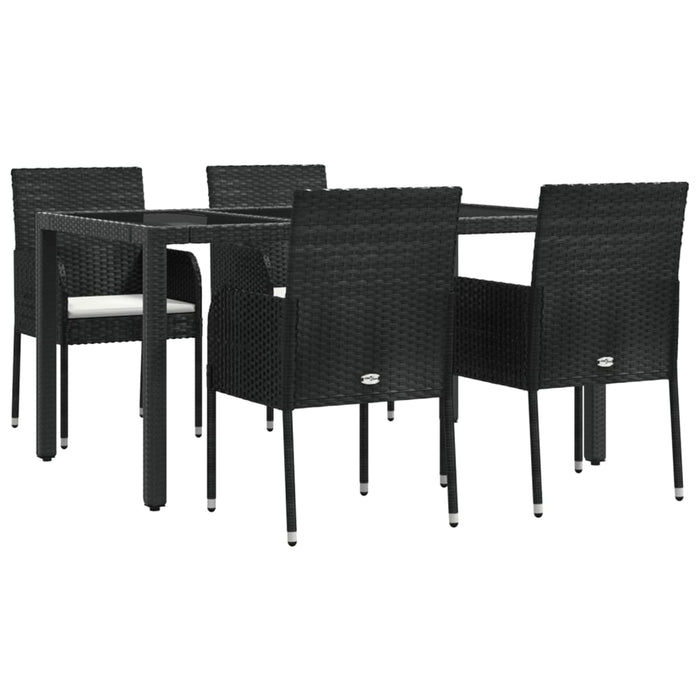 Set da Pranzo da Giardino 5 pz Nero con Cuscini in Polyrattan 3185001