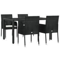 Set da Pranzo da Giardino 5 pz Nero con Cuscini in Polyrattancod mxl 76446