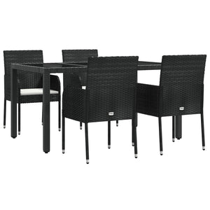 Set da Pranzo da Giardino 5 pz Nero con Cuscini in Polyrattancod mxl 76446