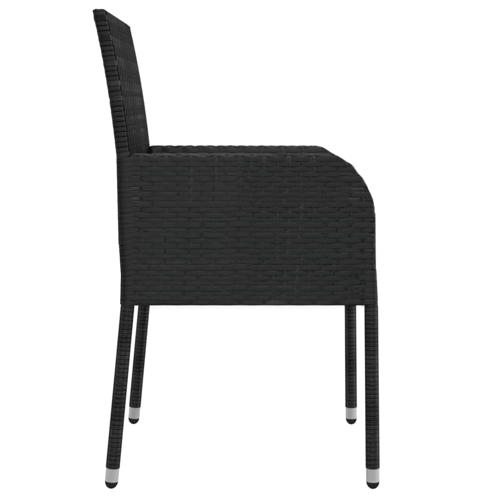 Set da Pranzo da Giardino 5 pz Nero con Cuscini in Polyrattan 3185001