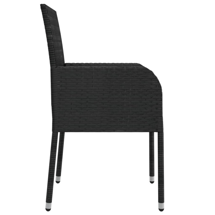 Set da Pranzo da Giardino 5 pz Nero con Cuscini in Polyrattan 3185001