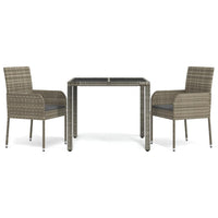 Set da Pranzo da Giardino 3 pz con Cuscini in Polyrattan Grigio 3185005