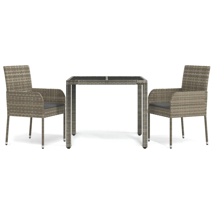 Set da Pranzo da Giardino 3 pz con Cuscini in Polyrattan Grigio 3185005