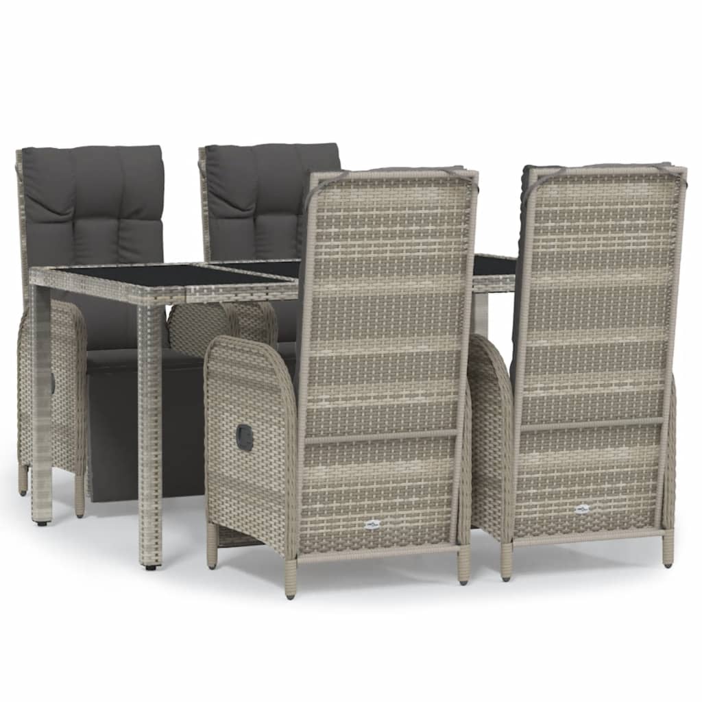 Set da Pranzo da Giardino 5 pz con Cuscini in Polyrattan Grigio 3185031
