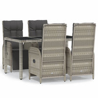 Set da Pranzo da Giardino 5 pz con Cuscini in Polyrattan Grigio 3185031