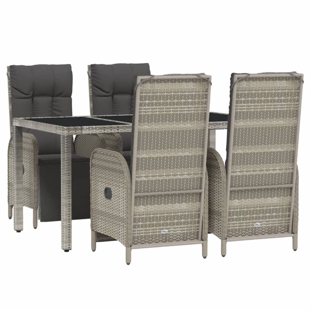 Set da Pranzo da Giardino 5 pz con Cuscini in Polyrattan Grigio 3185031
