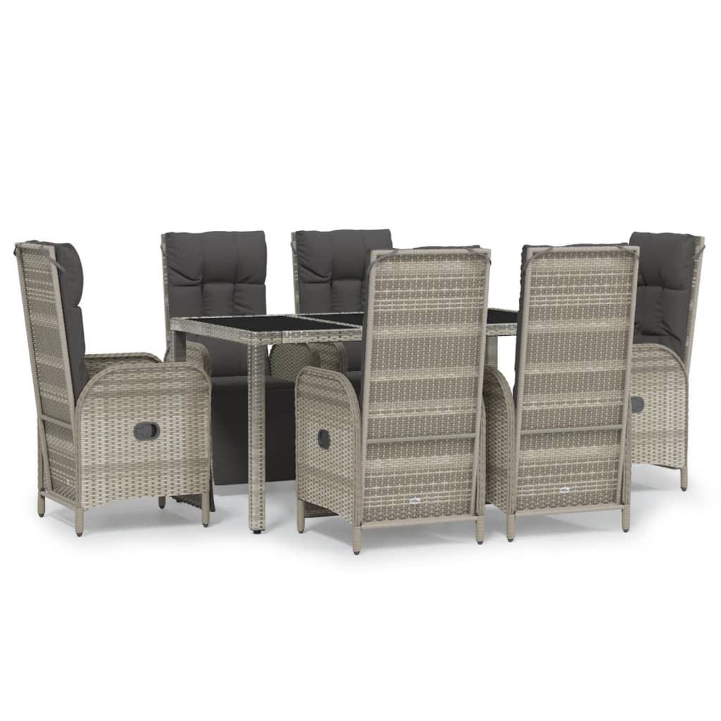 Set da Pranzo da Giardino 7 pz con Cuscini in Polyrattan Grigio 3185032