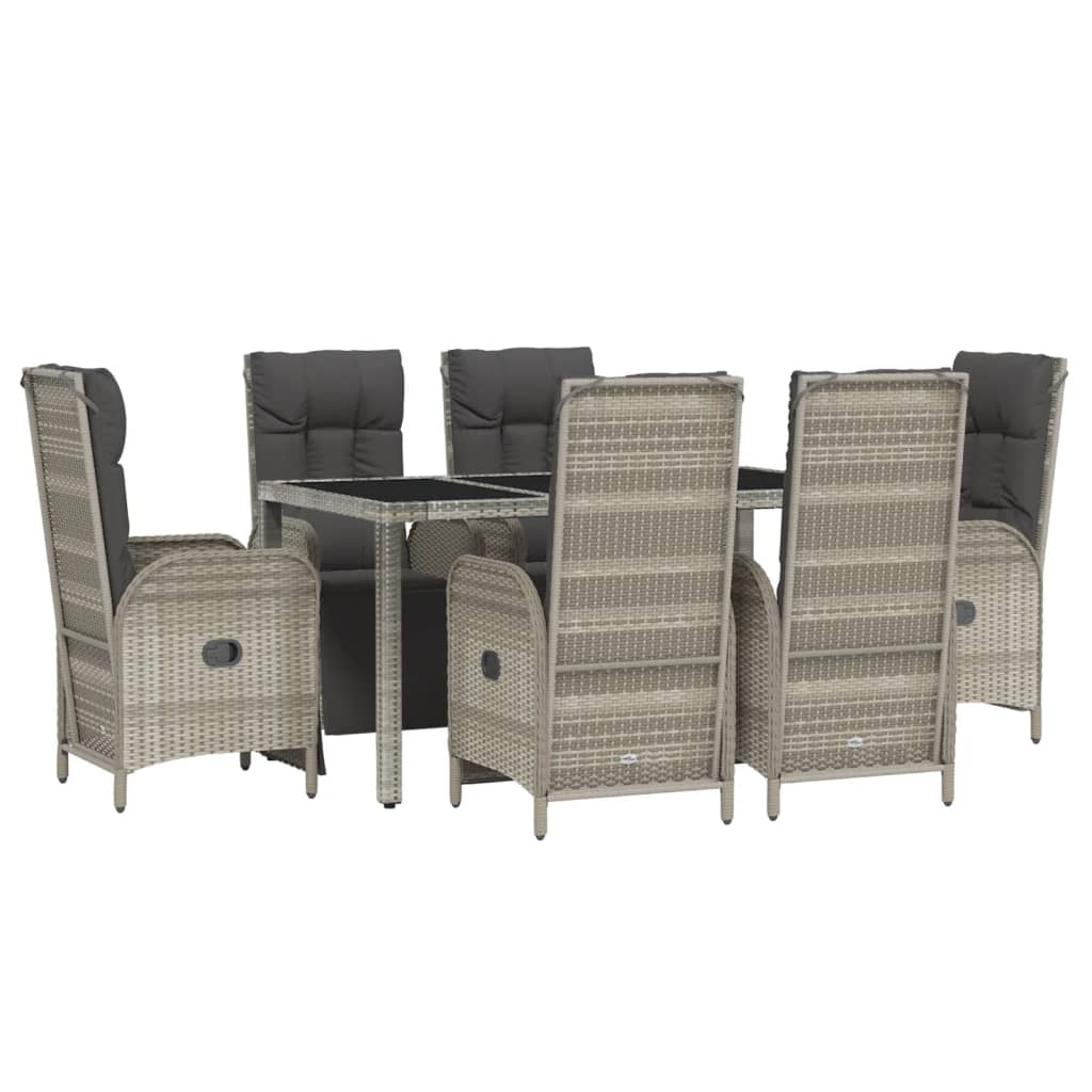 Set da Pranzo da Giardino 7 pz con Cuscini in Polyrattan Grigio 3185032
