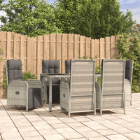 Set da Pranzo da Giardino 7 pz con Cuscini in Polyrattan Grigio 3185032