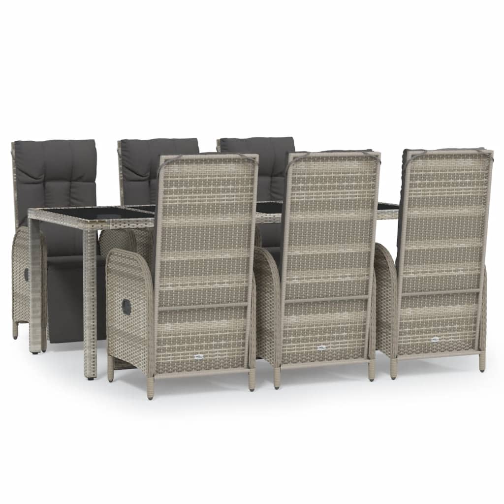 Set da Pranzo da Giardino 7 pz con Cuscini in Polyrattan Grigio 3185033