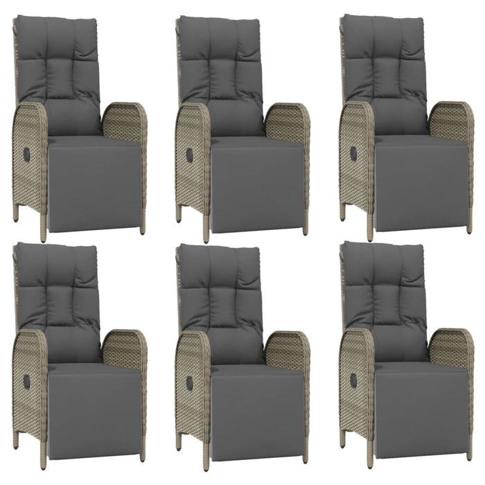 Set da Pranzo da Giardino 7 pz con Cuscini in Polyrattan Grigio 3185033