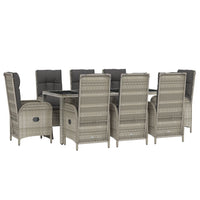 Set da Pranzo da Giardino 9 pz con Cuscini in Polyrattan Grigio 3185037
