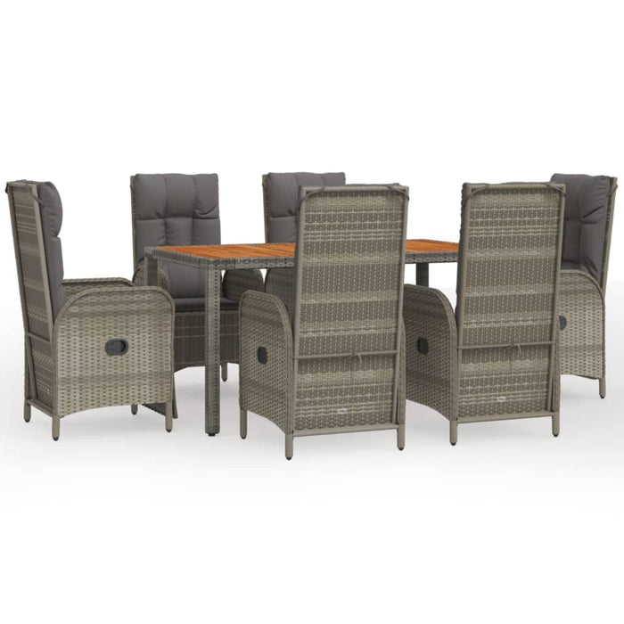 Set da Pranzo da Giardino 7 pz con Cuscini in Polyrattan Grigio 3185051