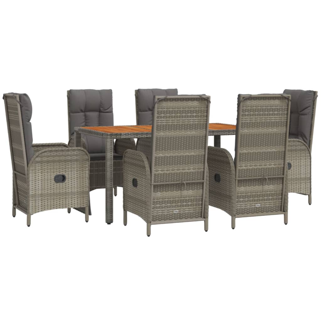 Set da Pranzo da Giardino 7 pz con Cuscini in Polyrattan Grigio 3185051
