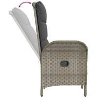 Set da Pranzo da Giardino 9 pz con Cuscini in Polyrattan Grigio