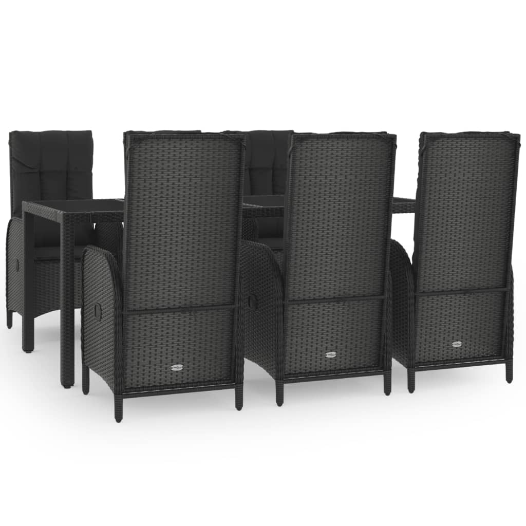 Set da Pranzo Giardino 7pz Nero e Grigio con Cuscini Polyrattancod mxl 76467