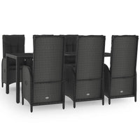Set da Pranzo Giardino 7pz Nero e Grigio con Cuscini Polyrattancod mxl 76467