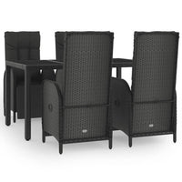 Set da Pranzo da Giardino 5 pz Nero con Cuscini in Polyrattan 3185061