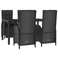 Set da Pranzo da Giardino 5 pz Nero con Cuscini in Polyrattan 3185061