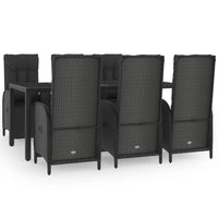 Set da Pranzo da Giardino 7 pz Nero con Cuscini in Polyrattan 3185063