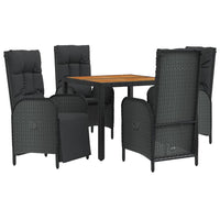 Set da Pranzo da Giardino 5 pz Nero con Cuscini in Polyrattan 3185080