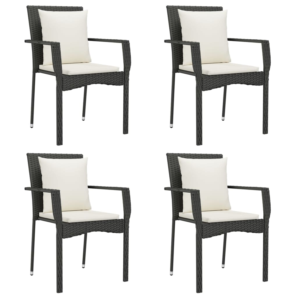 Set da Pranzo da Giardino 5 pz Nero con Cuscini in Polyrattan 3185096