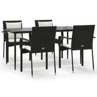 Set da Pranzo da Giardino 5 pz Nero con Cuscini in Polyrattancod mxl 126397