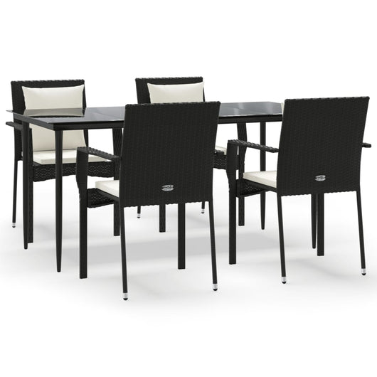 Set da Pranzo da Giardino 5 pz Nero con Cuscini in Polyrattancod mxl 126397