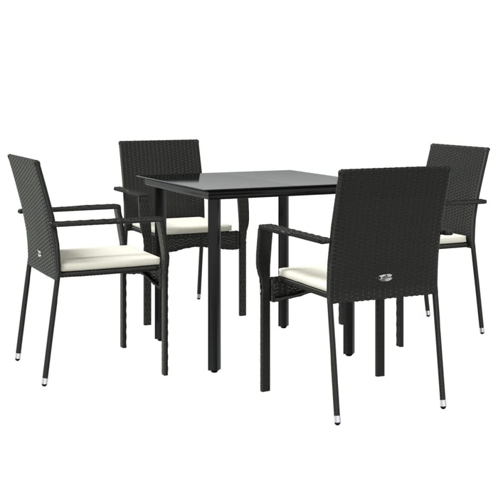 Set da Pranzo da Giardino 5 pz Nero con Cuscini in Polyrattancod mxl 126397
