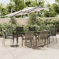Set da Pranzo Giardino 7pz Nero e Grigio con Cuscini Polyrattan 3185105