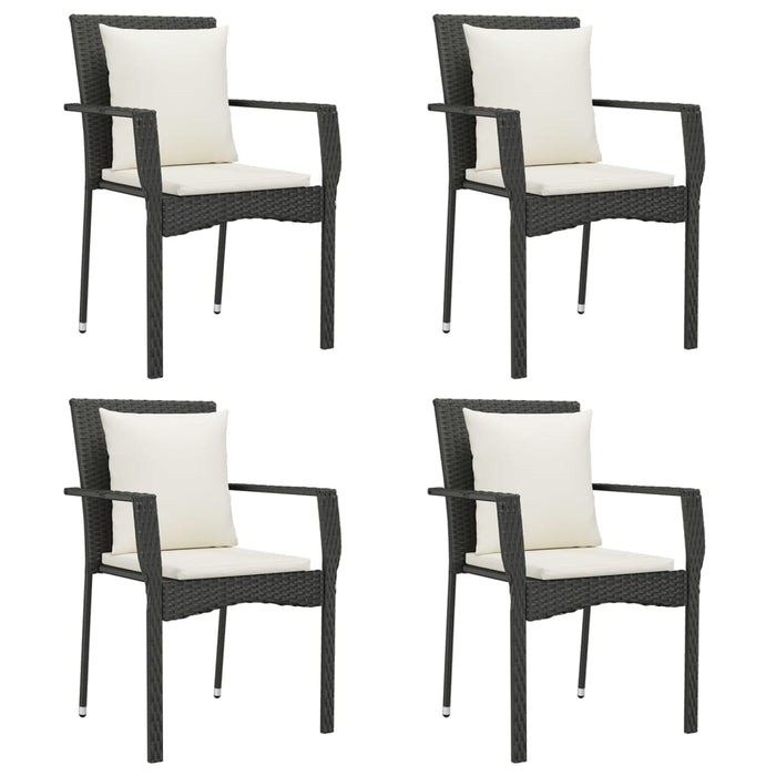 Set da Pranzo da Giardino 5 pz Nero con Cuscini in Polyrattan 3185108