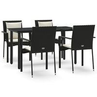 Set da Pranzo da Giardino 5 pz Nero con Cuscini in Polyrattan 3185109