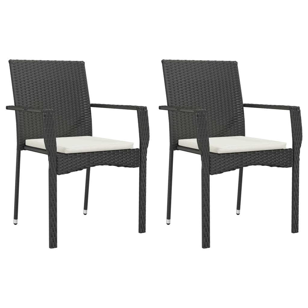 Set da Pranzo da Giardino 3 pz con Cuscini Nero in Polyrattan 3185119