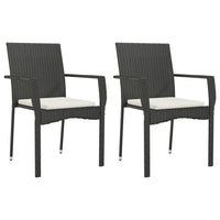 Set da Pranzo da Giardino 3 pz con Cuscini Nero in Polyrattan 3185119