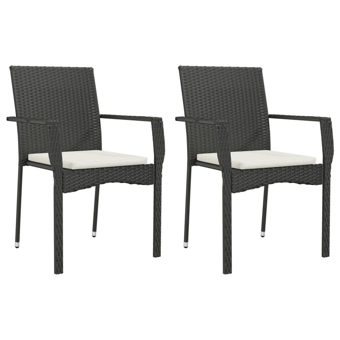 Set da Pranzo da Giardino 3 pz con Cuscini Nero in Polyrattan 3185119