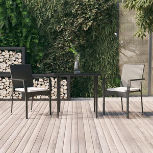 Set da Pranzo da Giardino 3 pz con Cuscini Nero in Polyrattan 3185119
