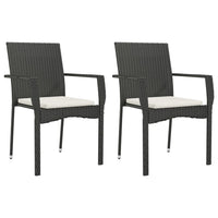 Set da Pranzo da Giardino 3 pz con Cuscini Nero in Polyrattan 3185131